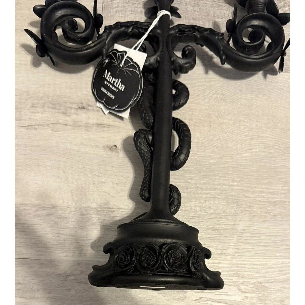 Martha Stewart Halloween Black Candelabra Candle Holder  Snake & Butterfly 2026